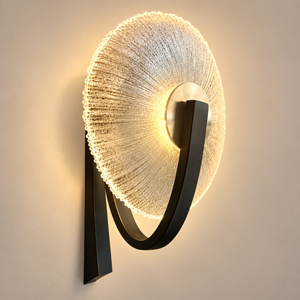 Gold & Black LED Wall Sconce with Clear Glass Shade - 3000K Warm Light