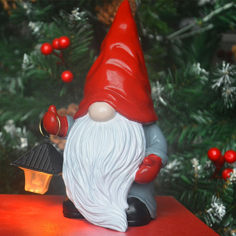 Peekaboo Studio Christmas Solar Lantern Garden Resin Statue, Weather-R