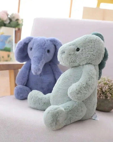Adorable Plush Fluffy Animal Cuddly Dolls - Elephants, Teddy Bears, Pandas, and Dinosaurs for Kids