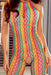 Rainbow Crochet Shell Halter Bodystocking with Fishnet Detail