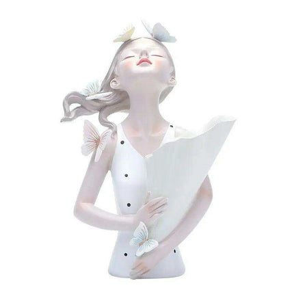 Nordic Elegance Butterfly Maiden Resin Vase - Chic Decorative Accent for Your Home