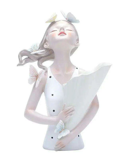 Nordic Elegance Butterfly Maiden Resin Vase - Chic Decorative Accent for Your Home