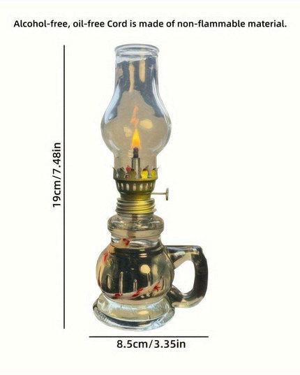 2-Pack Vintage Glass Kerosene Lanterns - Classic Oil Lamps for Ambient Tabletop Lighting