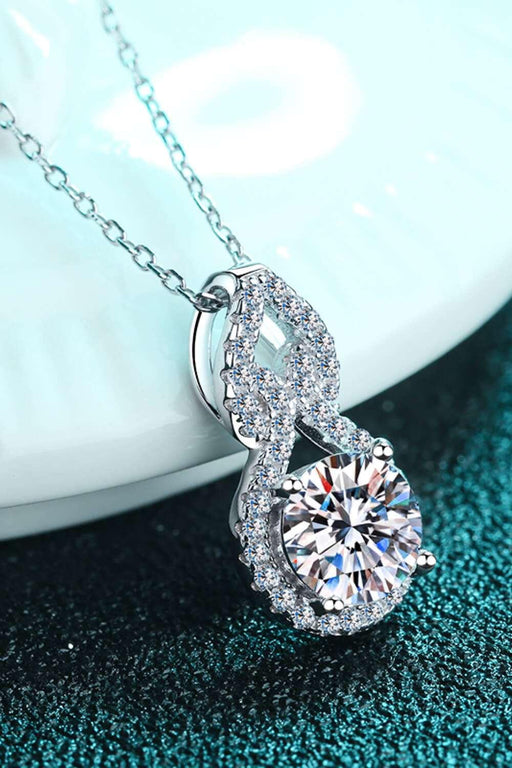 Radiant 1 Carat Lab-Diamond Pendant Necklace with Sterling Silver Chain and Zircon Accent Stones