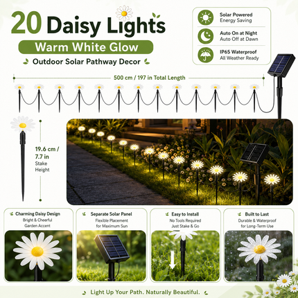 Solar LED Garden Path String Lights — Waterproof Outdoor Fairy Lights