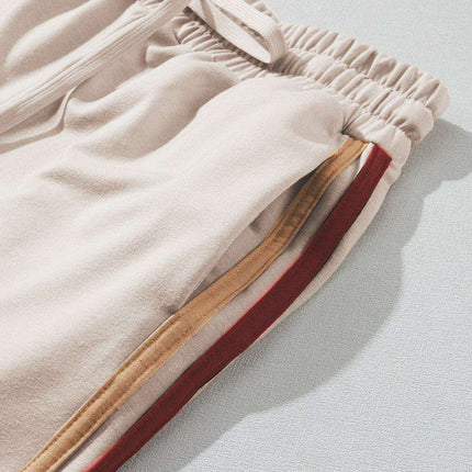 Stylish White Color Block Lounge Set with Luxurious Contrast Trim