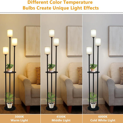Room and Decor Modern 3-Light Floor Lamp with Shelves & Foot Switch