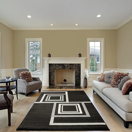 Room and Decor Jersey 7x10 Area Rug - Black Grey Contemporary Design