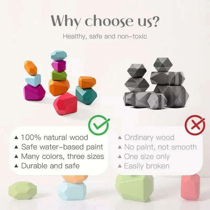 Colorful Wooden Building Blocks Kit for Creative Learning and Logical Development