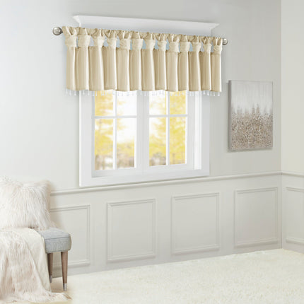 Room and Decor Lightweight Faux Silk Valance with Beads, 50x26