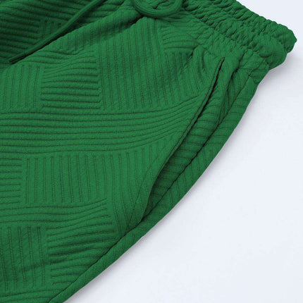 Luxe Olive Green Lounge Set with Oversized Tee and Adjustable Pants