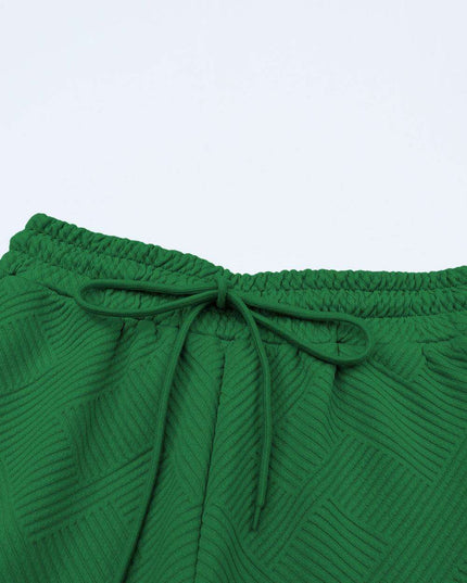 Luxe Olive Green Lounge Set with Oversized Tee and Adjustable Pants