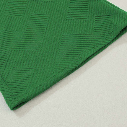 Elegant Green Textured Loungewear Set with Comfy Wide-Leg Pants