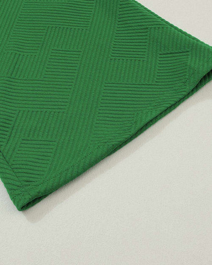 Elegant Green Textured Loungewear Set with Comfy Wide-Leg Pants