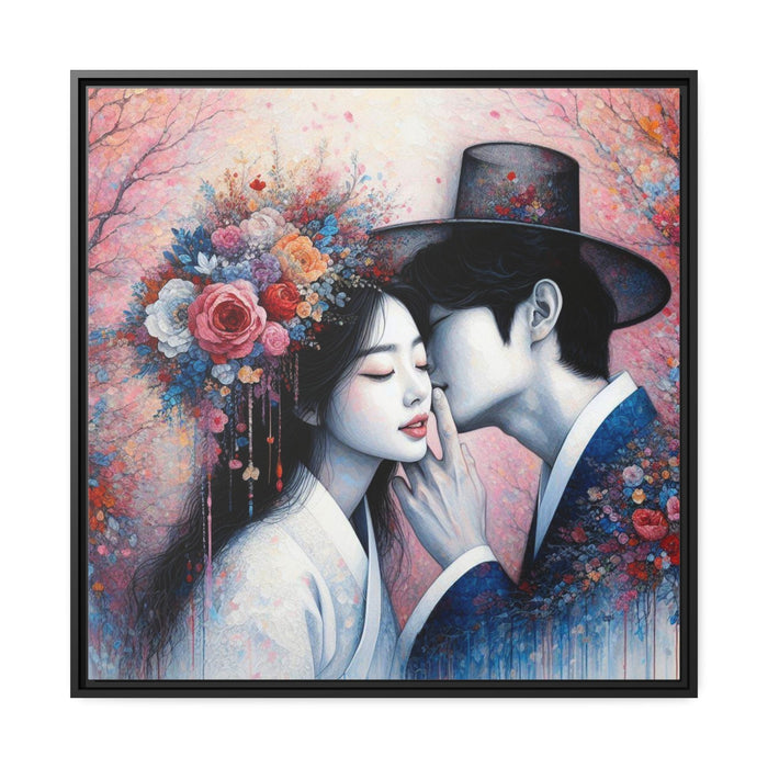 Elegant Valentine Matte Canvas Print in Black Pinewood Frame