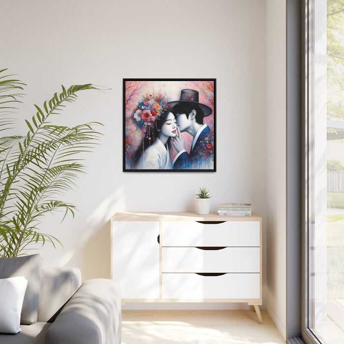 Elegant Black Pinewood Framed Valentine Matte Canvas Print - Sustainable Choice