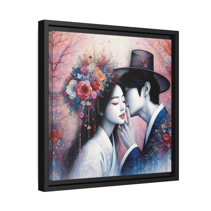 Elegant Valentine Matte Canvas Print in Black Pinewood Frame