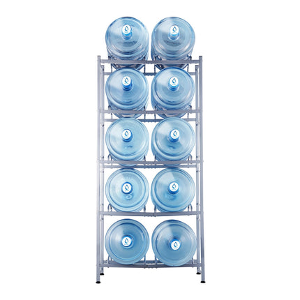 VEVOR 5-Tier Double Row Water Jug Rack for 10 Bottles - Silver Gray