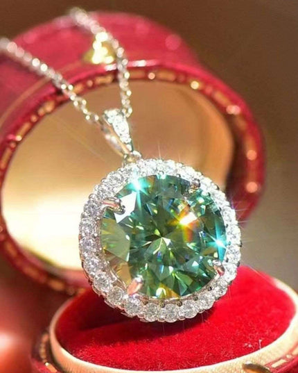 Luxurious Platinum-Plated Moissanite Necklace Set with Diamond and Zircon Accents