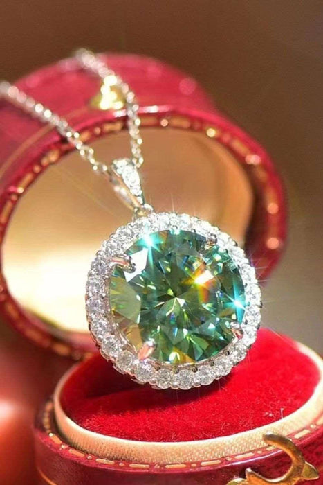 Platinum-Plated 10 Carat Moissanite Necklace with Zircon Accents