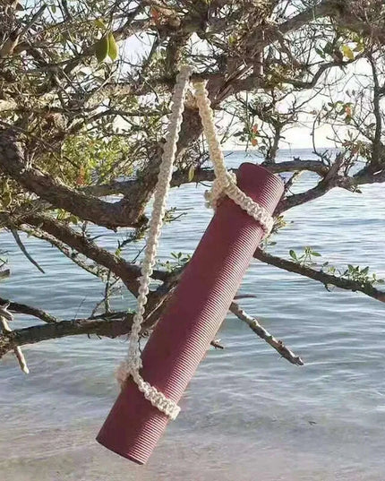 Hand-Woven Cotton Yoga Mat Carrier with Tassel Crossbody Strap - Fits All Mat Sizes