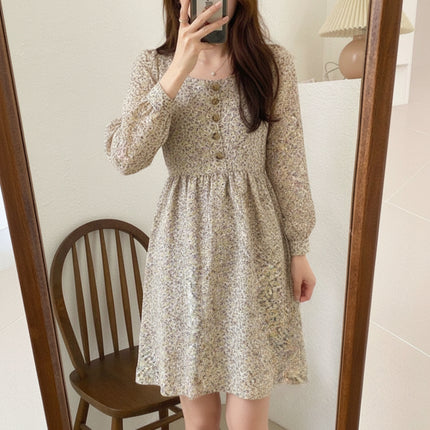 Fashionable Square Neck Floral Dress For Women