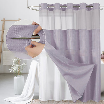 Waffle-Pattern Double-Layer Shower Curtain | 19 Colors