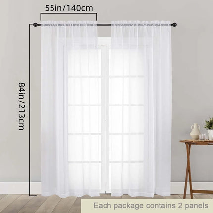 Très Elite White Sheer Curtain Set, Lightweight & Easy Care Window Pan