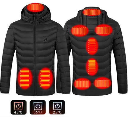 Winter Heated Jacket USB Electric Cotton Coat Zip-up Heater Thermal Cl