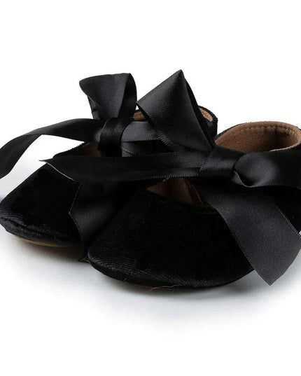 Adorable Baby Girl Crib Shoes with Butterfly Knot - Non-slip Soft Cotton Rubber First Walkers