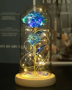 Gold Foil Flower Blue Pattern