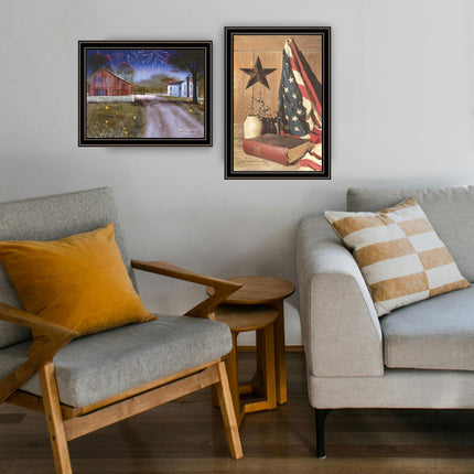 Billy Jacobs 2-Piece Star Spangled Night Wall Art Set, Black Framed