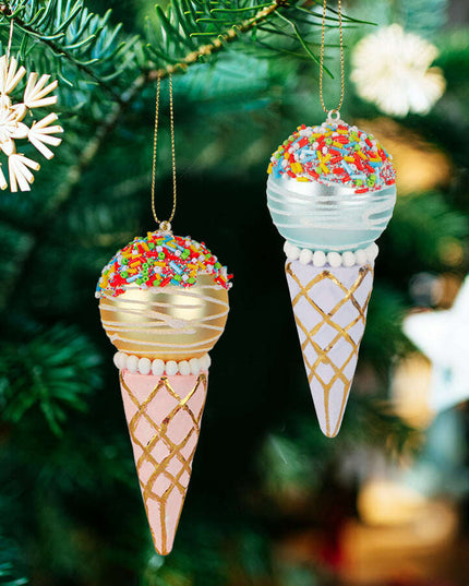 Simulation Ice Cream Christmas Tree Decorative Glass Pendant