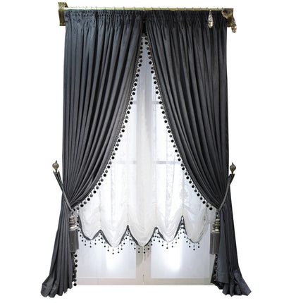 Peekaboo Studio Gray Velvet Blackout Curtains - European Style, Living