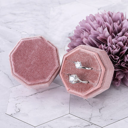 Octagon Ring Box Flannel Cloth Cloth Italian Velvet Pair Ring Jewelry