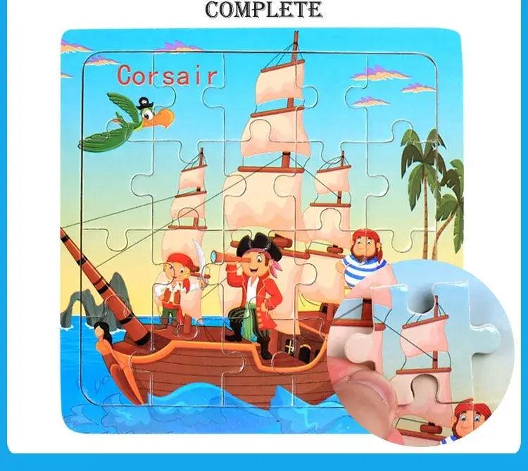Montessori Interactive 3D Wooden Puzzle - Engaging Learning Toy for Young Adventurers