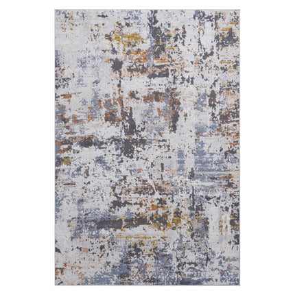 Room & Decor 8X10 Ivory Blue Abstract Area Rug - Stain Resistant, Non-