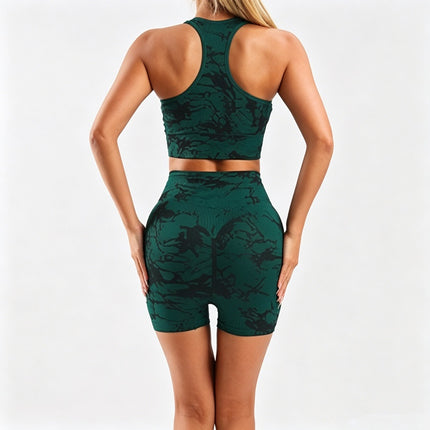 Peekaboo Studio Women's Tie-Dye Seamless Workout Set, Shorts & Bra