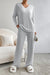 Cozy Ribbed V-Neck Lounge Ensemble with Pants - Fashionable Comfort at Its Best