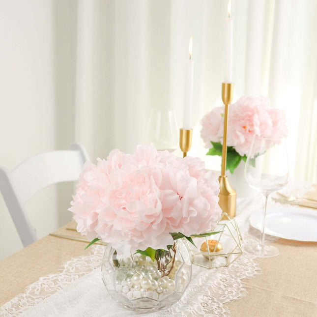 AliKopy 17" Blush Artificial Silk Peony Bouquets - Real Touch, 2 Pack