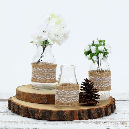AliKopy 2" x 16FT Natural Jute Burlap Ribbon with Wavy Lace Edging