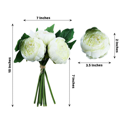AliKopy 5 Flower Head Artificial Silk Peony Bouquet - Realistic & Dura