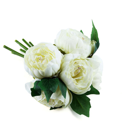 AliKopy 5 Flower Head Artificial Silk Peony Bouquet - Realistic & Dura