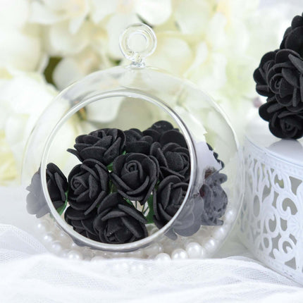 AliKopy 48 Black Real Touch Foam Roses - DIY Craft Flowers with Stem
