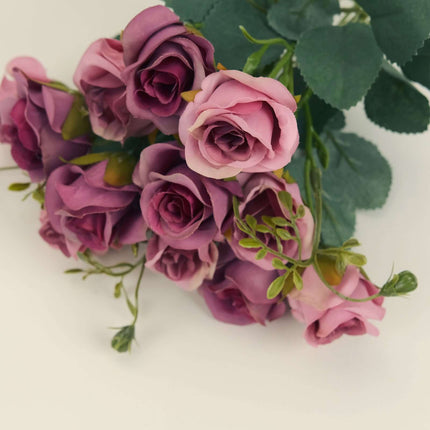 AliKopy 2 Pack 12" Dusty Rose Faux Open Rose Bouquets, Realistic Desig
