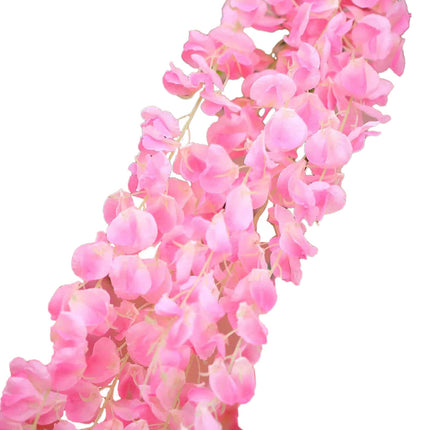 AliKopy 42" Pink Silk Wisteria Flower Garland - 5 Full Strands, Realis