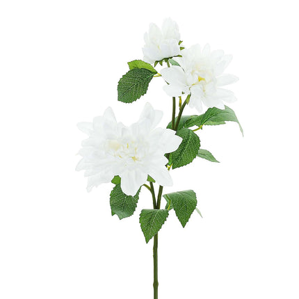 AliKopy 30" Tall White Artificial Dahlia Silk Flower Stem, Lifespan 10