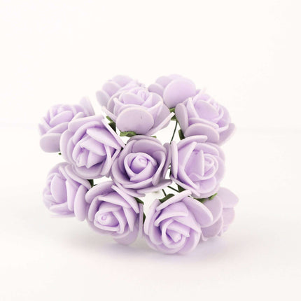 AliKopy 48 Lavender Lilac Real Touch Foam Roses with Stems for Crafts