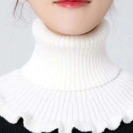 Elegant Cotton Turtleneck Sweater with Removable Collar for Winter
