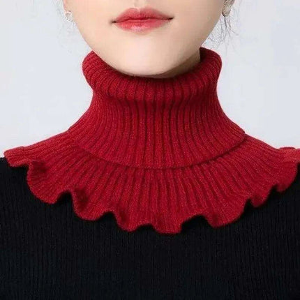 Elegant Cotton Turtleneck Sweater with Removable Collar for Winter